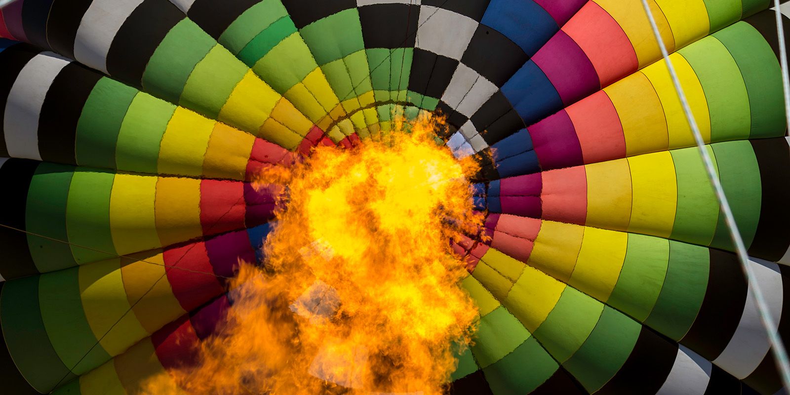 inside view of balloon envelope with burners running